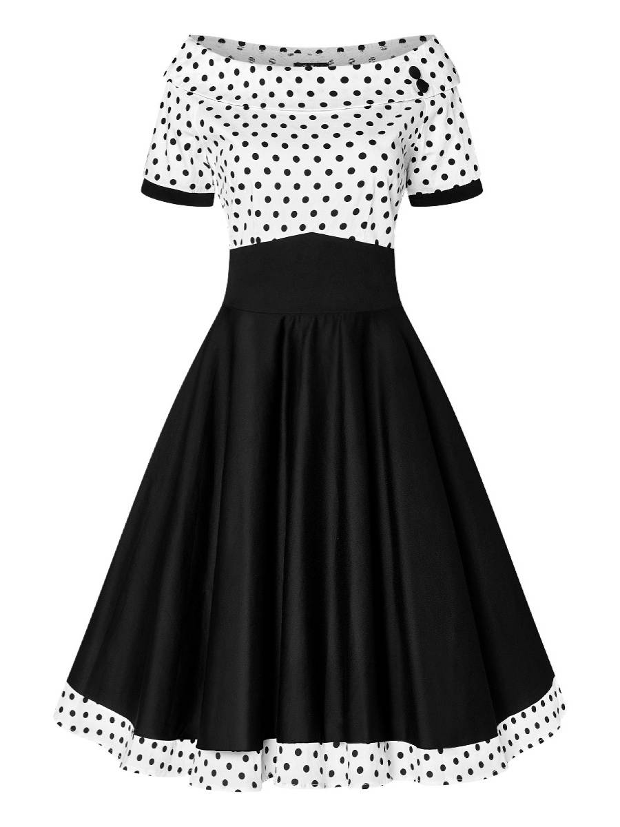 Dolly & Dotty Kleid Darlene White Black Polka